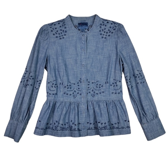 Lucky Brand Tops - Lucky Brand Long Sleeve Snap Button Down Denim Top Sz 10 Like New